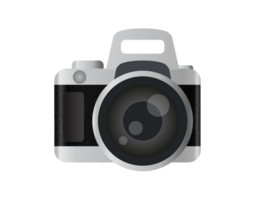 Classic profession black, silver digital single lens camera icon png