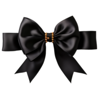 AI generated black ribbons tied in a bow professional photography png