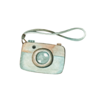 Watercolor illustration of a camera isolated on a transparent background. png