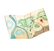 Watercolor illustration of a locality map isolated on a transparent background. png
