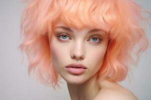 AI generated Ethereal Portrait in 2024's Trendy Peach Fuzz Color. photo