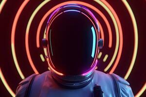 AI generated Portrait of astronaut or spaceman with neon light. photo