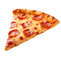 ai generado flotante Pizza rebanada modelo en transparente antecedentes png