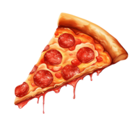 ai generado flotante Pizza rebanada modelo en transparente antecedentes png