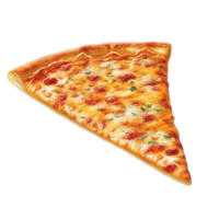 ai generado flotante Pizza rebanada modelo en transparente antecedentes png