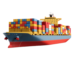 AI generated Container Ship Isolated on Transparent Background png