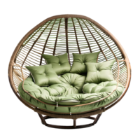 AI generated Sage Green Papasan Chair Isolated on Transparent Background png