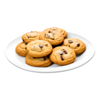 ai généré assiette de Chocolat biscuits isolé sur une transparent Contexte png