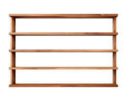 AI generated Empty Wooden Bookshelves Isolated on Transparent Background png