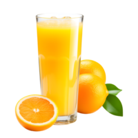 AI generated Orange Juice with Orange Isolated on Transparent Background png