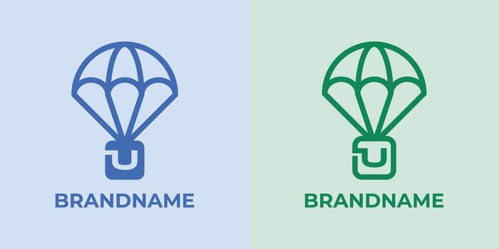 Initial U Airdrop Logo Set, great for business related to Airdrop or parachutes with U initial vector