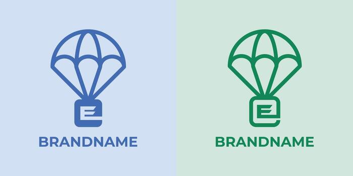 Initial E Airdrop Logo Set, great for business related to Airdrop or parachutes with E initial vector