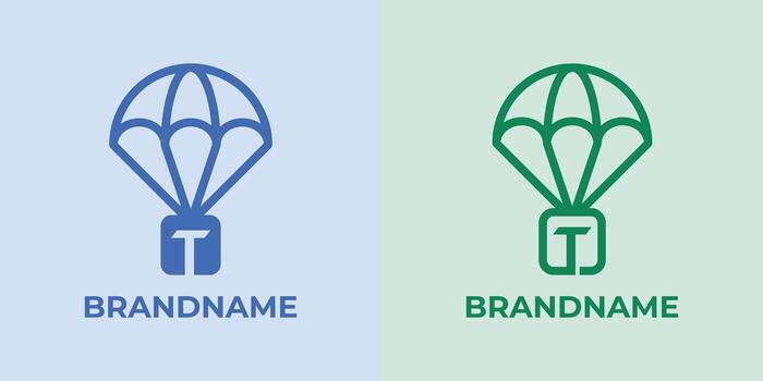 Initial T Airdrop Logo Set, great for business related to Airdrop or parachutes with T initial vector