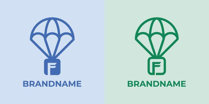 Initial F Airdrop Logo Set, great for business related to Airdrop or parachutes with F initial vector