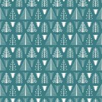 Christmas trees seamless vector pattern. Simple hand drawn stamp illustration in scandinavian style.