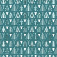 Christmas trees seamless vector pattern. Simple hand drawn stamp illustration in scandinavian style.