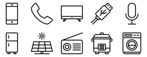 electrónico dispositivo línea estilo icono conjunto colección vector