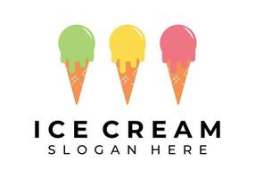 ice cream variation color logo icon vintage vector illustration design