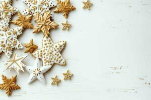 Christmas composition with gift boxes, card balls fir branches pine cones with copy space. Christmas by AI Generated photo