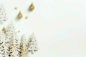 Christmas composition with gift boxes, card balls fir branches pine cones with copy space. Christmas by AI Generated photo