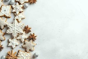 Christmas composition with gift boxes, card balls fir branches pine cones with copy space. Christmas by AI Generated photo