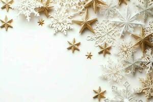 Christmas composition with gift boxes, card balls fir branches pine cones with copy space. Christmas by AI Generated photo