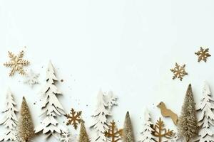 Christmas composition with gift boxes, card balls fir branches pine cones with copy space. Christmas by AI Generated photo