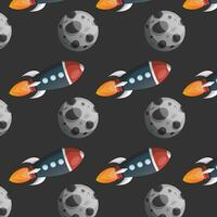 rocket and moon pattern illustration vector