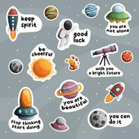galaxy icon with quote sticker set vector