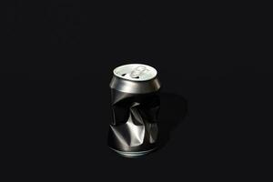 One aluminum creased drinking can. Sorting garbage concept. photo