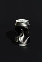 One aluminum creased drinking can. Sorting garbage concept. photo