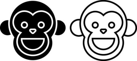 monkey head icon in fill and line style. Vector illustration