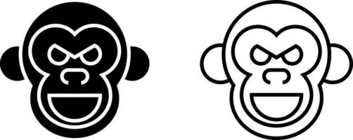 gorilla head icon in fill and line style. Vector illustration