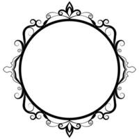 Circular vintage frame for wood carving, mirror making. vector