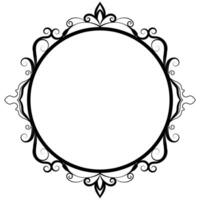 Circular vintage frame for wood carving, mirror making. vector