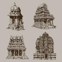 Vector Indian Style Temple Drawings for Landscapes