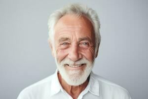 AI generated A smiling senior man isolated on a gray background. AI Generated photo