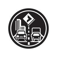 Set of icons for traffic jams. Included symbols for traffic, transportation, wrecked cars, and roads vector