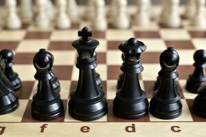 Beautiful chess pieces on the board. The chessboard. Chess competitions. photo