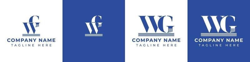 Letter GW and WG Pillar Logo Set, suitable for business with GW and WG related to Pillar vector