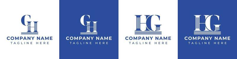 Letter GH and HG Pillar Logo Set, suitable for business with GH and HG related to Pillar vector