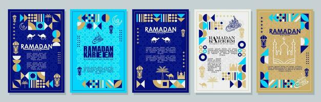 Islamic greeting card set template with ramadan for wallpaper design Poster, media banner vector