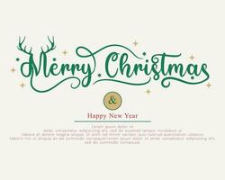Elegant Merry christmas and Happy New Year. Lettering design card template vector