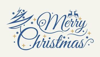 Elegant Merry christmas Lettering design card template vector