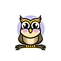 Cute owl mascot cartoon logo vector