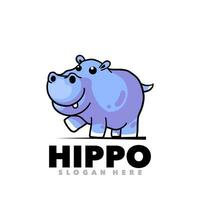 Cute hippo mascot cartoon character illustration vector