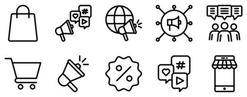 web marketing line style icon set collection vector