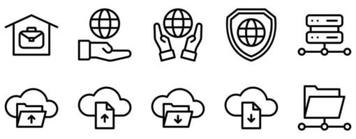 networking line style icon set collection vector
