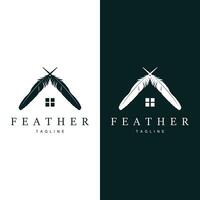 Feather Silhouette Logo, Author Design Luxury Simple Elegant Vector Illustration Template