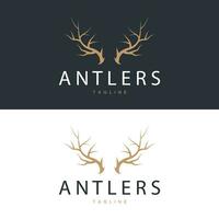 Deer Antlers Logo Design Hunter Antlers Forest Animal Symbol Illustration vector